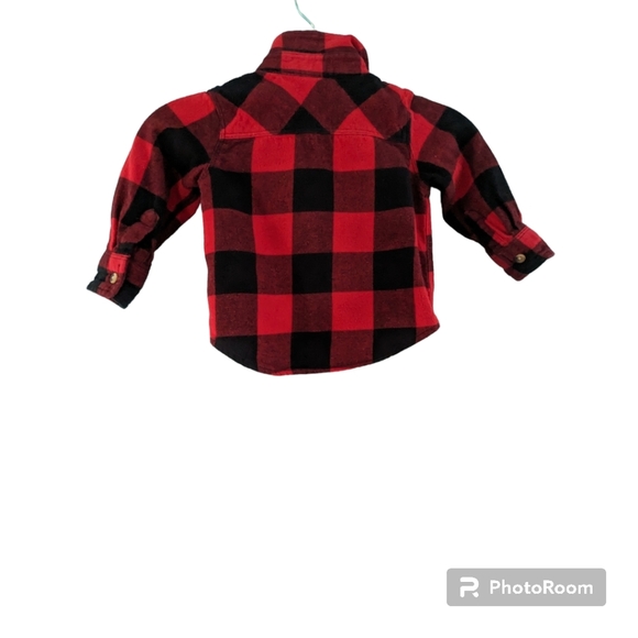 Old Navy Long Sleeve Plaid Shirt. 12-18 months. Red and Black. - Picture 2 of 7